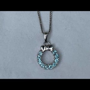 Vintage Sterling Silver Blue Topaz Circle Necklace